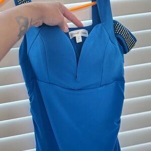 Emerald Sundae Royal Blue Dress with Studded Accents